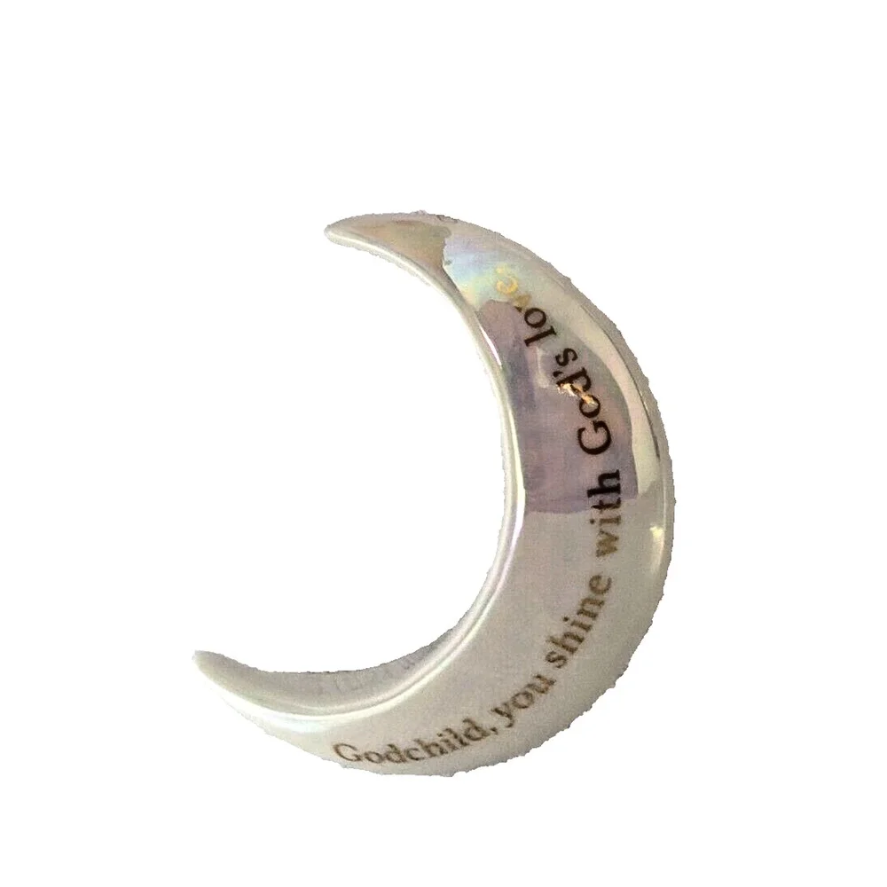 Hallmark Keepsake 2017 Godchild Moon Porcelain Ornament Gold Shimmer Gift